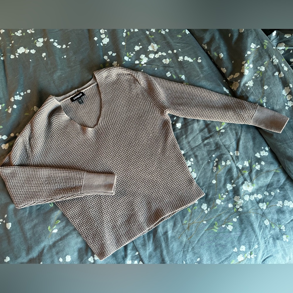 Express | Tan Ribbed Long Sleeve